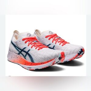ASICS White and Orange Athletic Shoes W9